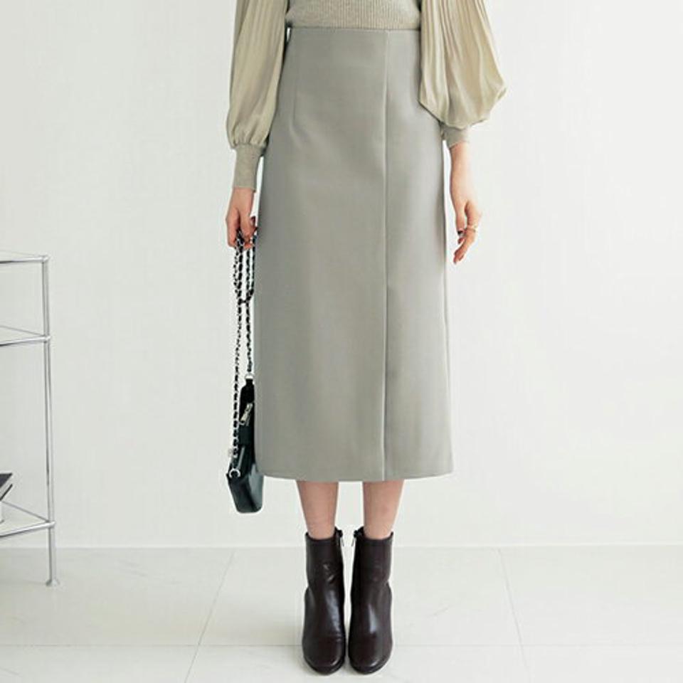 スリットHラインスカート・全3色・t56657 レディース 【sk】【韓国 ファッション ボトムス スカート ロング ロングスカート スリット Hライン スリム フィット 体型カーバー バックゴム サイドジップ フェミニン 上品 カジュアル 秋 冬】