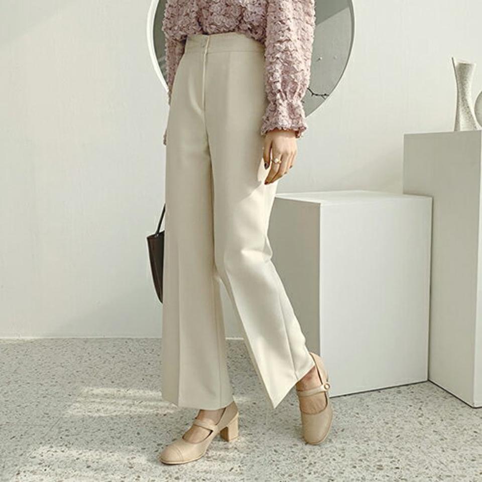 ウエストストレッチスラックス・全3色・t56641 レディース 【pt】【韓国 ファッション ボトムス パンツ スラックス トレンディ ストレートスラックス ストレート ウエストベルト サイドポケット 細身 フィット スリム 体型カーバー カジュアル 秋 冬】