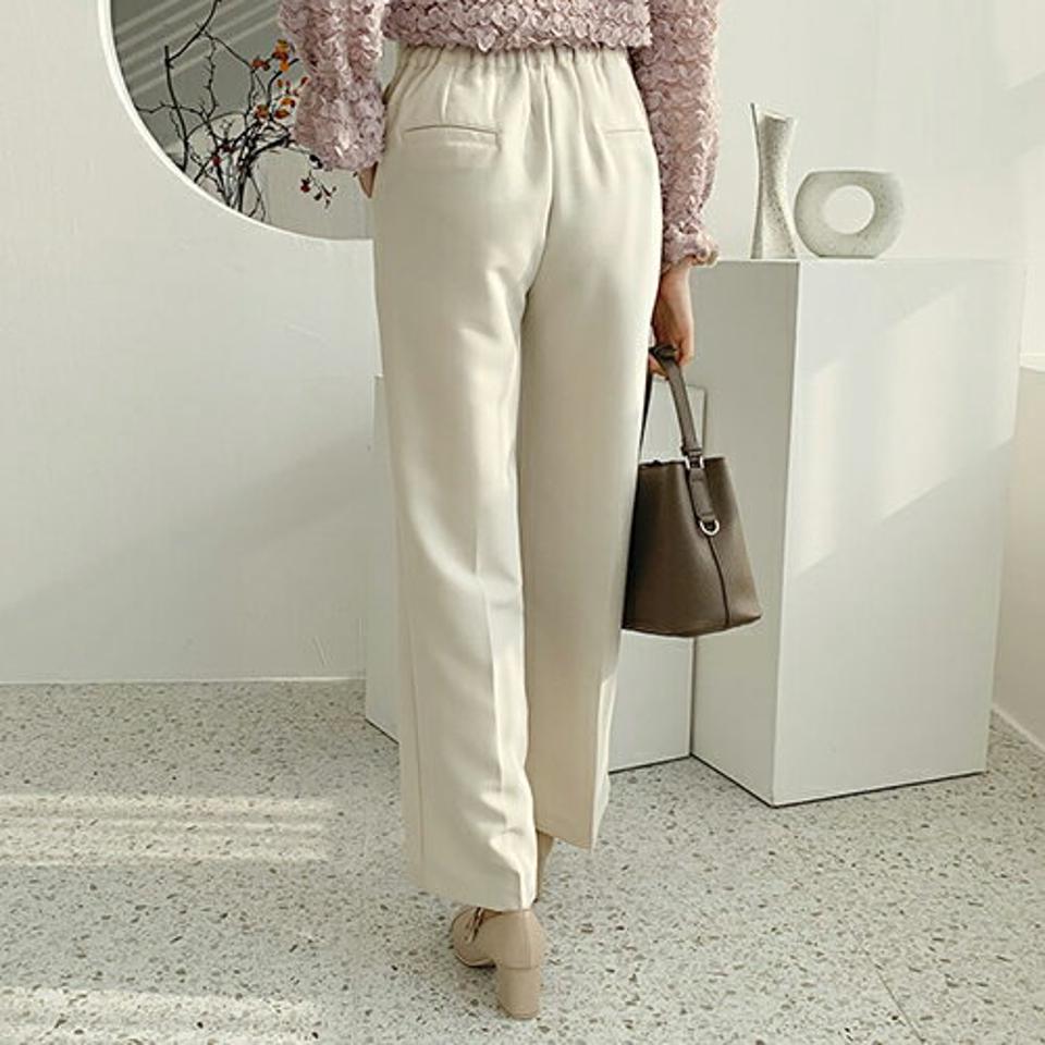 ウエストストレッチスラックス・全3色・t56641 レディース 【pt】【韓国 ファッション ボトムス パンツ スラックス トレンディ ストレートスラックス ストレート ウエストベルト サイドポケット 細身 フィット スリム 体型カーバー カジュアル 秋 冬】