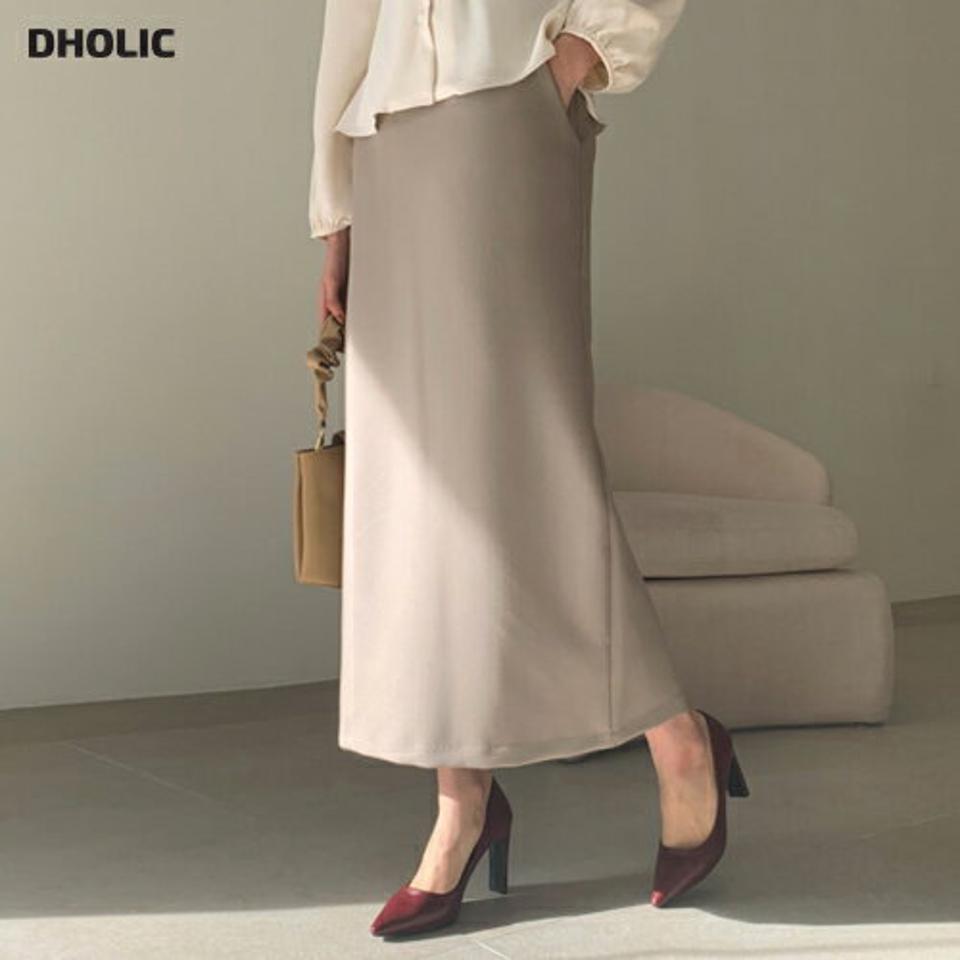 ポケットHラインスカート・全3色・t61454 レディース 【sk】【韓国 ファッション ボトムス スカート ロング 台型 Hライン ウエストゴム サイドファスナー スリット 無地 スリム 細身 バックゴム デイリー カジュアル 秋 冬】