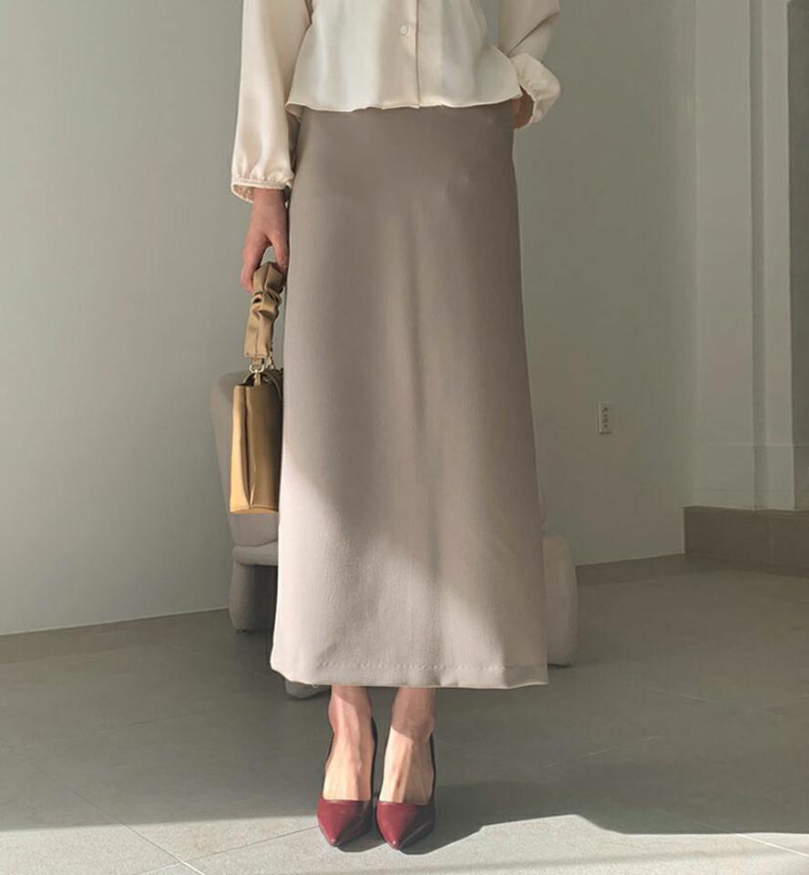 ポケットHラインスカート・全3色・t61454 レディース 【sk】【韓国 ファッション ボトムス スカート ロング 台型 Hライン ウエストゴム サイドファスナー スリット 無地 スリム 細身 バックゴム デイリー カジュアル 秋 冬】