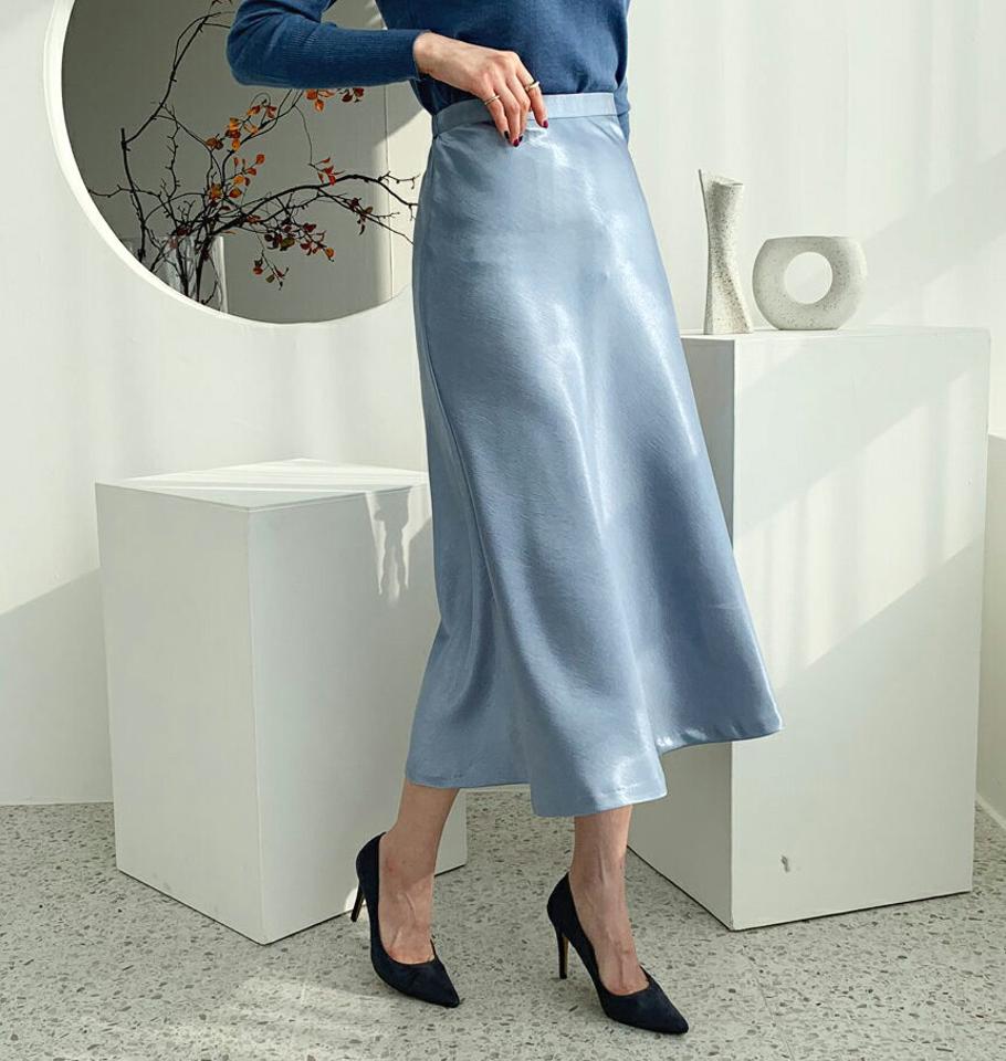 サテンフレアスカート・全4色・t56645 レディース 【sk】【韓国 ファッション ボトムス スカート ロング ロングスカート サテン フレア フレアスカート サテンスカート 光沢 サイドジップ ウエストゴム フェミニン 上品 カジュアル 秋 冬】