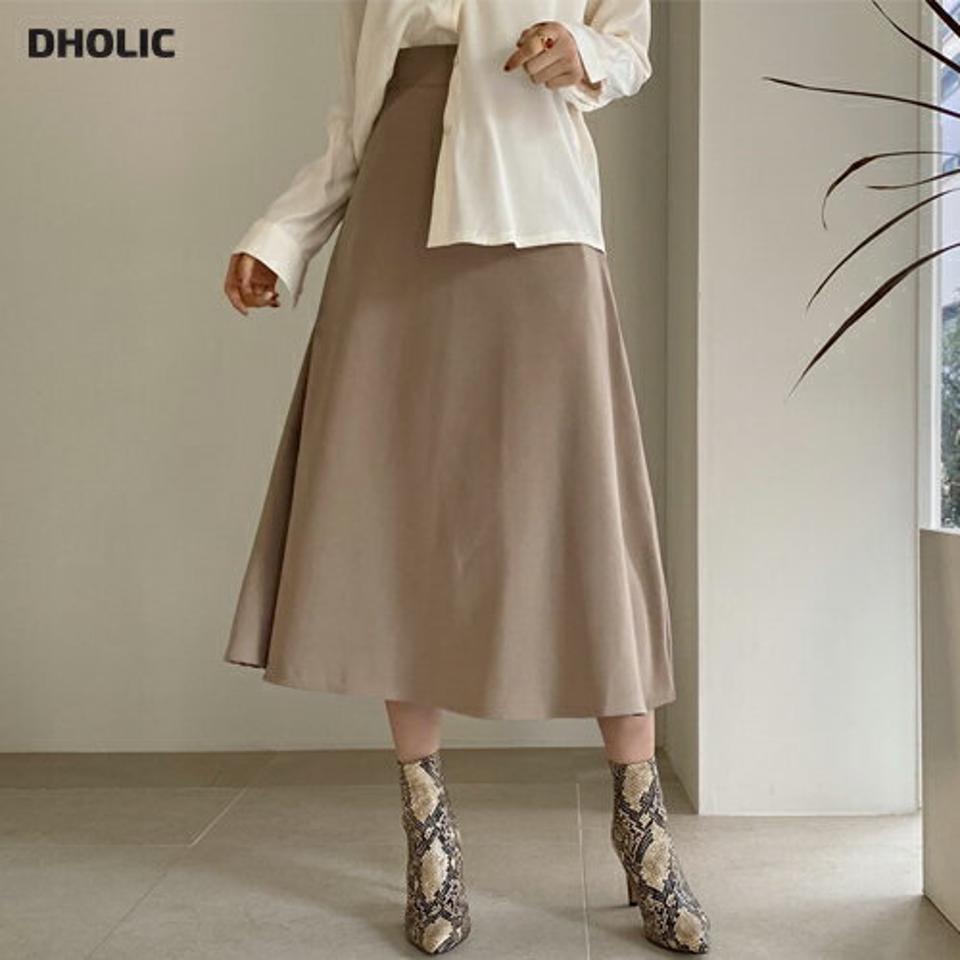 フレアロングスカート・全3色・b61456 レディース 【sk】【韓国 ファッション ボトムス スカート ロング 台型 Aライン フレア フレアスカート バックゴム サイドジップ 無地 スリム 体型カーバー 細身 ベーシック デイリー カジュアル 秋 冬】