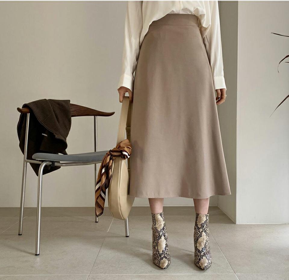 フレアロングスカート・全3色・b61456 レディース 【sk】【韓国 ファッション ボトムス スカート ロング 台型 Aライン フレア フレアスカート バックゴム サイドジップ 無地 スリム 体型カーバー 細身 ベーシック デイリー カジュアル 秋 冬】