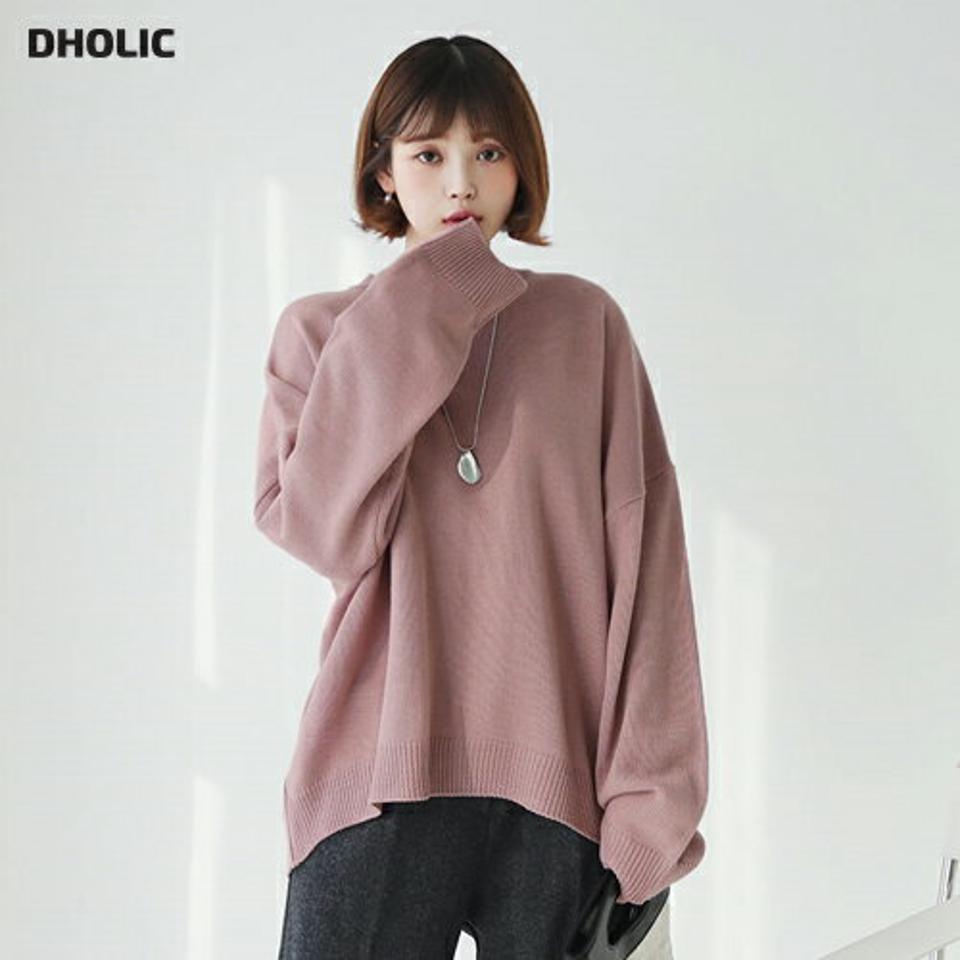 ラウンドネックニット・全5色・n62574 レディース 【tops】【韓国 ファッション トップス ニット 長袖 ぼわん袖 ラウンドネック シンプル 体型カーバー デイリー ベーシック 無地 カジュアル 秋 冬】