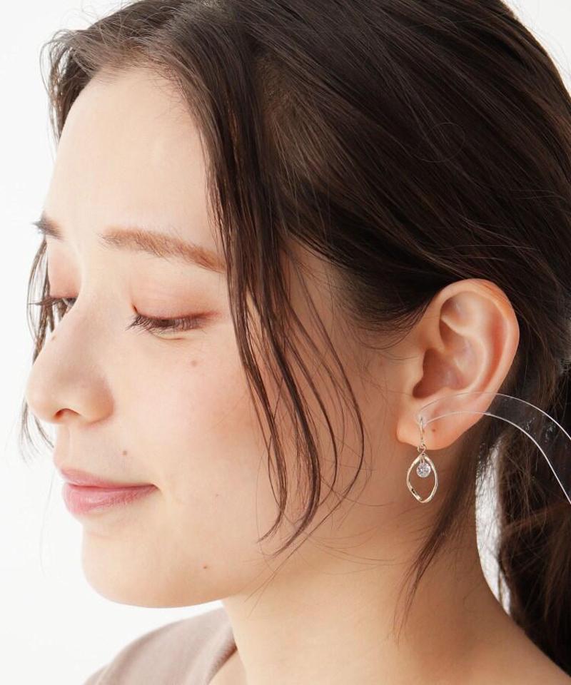 オーバルリングビジューセットピアス