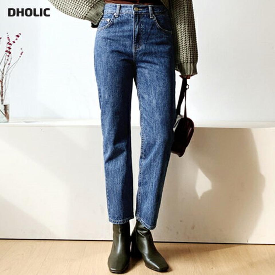 テーパードデニムパンツ・全2色・t56687 レディース 【pt】【韓国 ファッション ボトムス パンツ デニムパンツ ロング ウォッシング ファスナー ポケット ベルトループ テーパード 10分丈 十分丈 無地 カジュアル カジュアル 秋 冬】