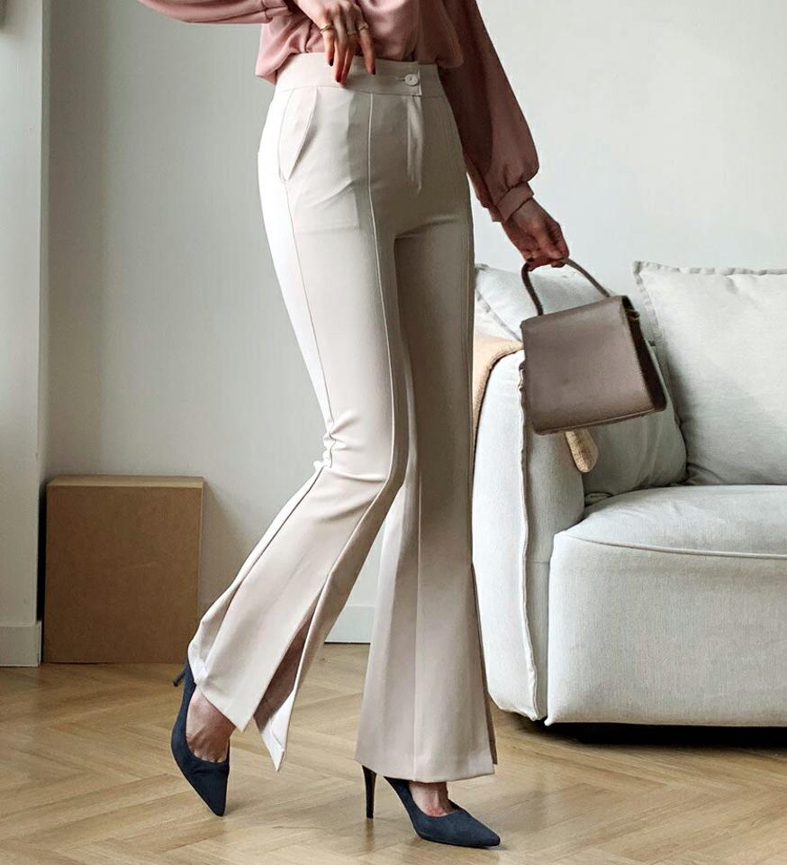 【全品10%OFF】スリットフレアスラックス・全3色・t56696 レディース 【pt】【韓国 ファッション ボトムス パンツ ロング スラックス ブーツカット センター スリット 10分丈 十分丈 ストレート ハイウエスト 無地 カジュアル 秋 冬】