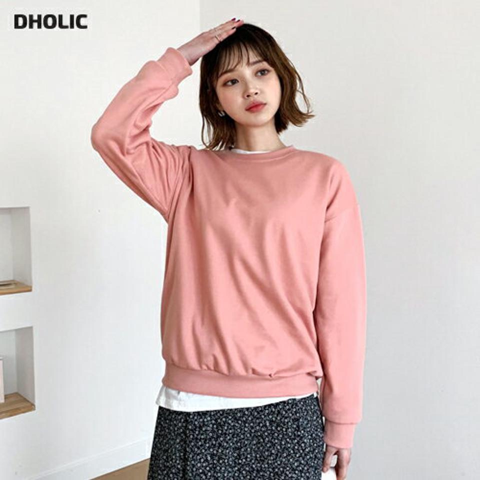 ルーズスウェット・全5色・t56666 レディース 【tops】【韓国 ファッション トップス スウェット Tシャツ カットソー 長袖 無地 ラウンドネック ルーズ ゆったり ゆとり シンプル デイリー ベーシック カジュアル カジュアル 秋 冬】