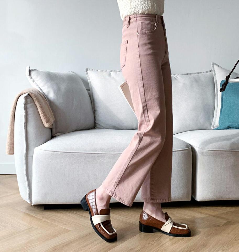 ウォッシングパンツ・全4色・t56686 レディース 【pt】【韓国 ファッション ボトムス パンツ デニムパンツ ロング ウォッシング ファスナー ポケット ベルトループ テーパード 10分丈 十分丈 無地 カジュアル カジュアル 秋 冬】