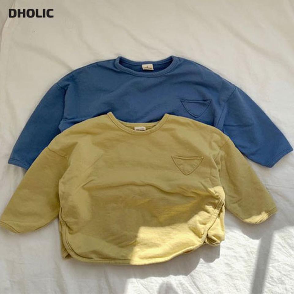 三角ミニポケットTシャツ・u10965 キッズ【3~8才】【tops】【トップス Tシャツ 長袖 ポケット 単色 無地 シンプル ベーシック カジュアル ラフ 女の子 男の子 秋 冬 韓国 韓国子供服 子供 こども 子供服 こども服】【KIDS】