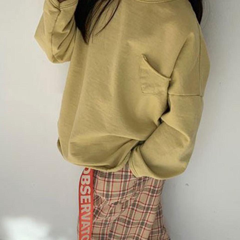 三角ミニポケットTシャツ・u10965 キッズ【3~8才】【tops】【トップス Tシャツ 長袖 ポケット 単色 無地 シンプル ベーシック カジュアル ラフ 女の子 男の子 秋 冬 韓国 韓国子供服 子供 こども 子供服 こども服】【KIDS】