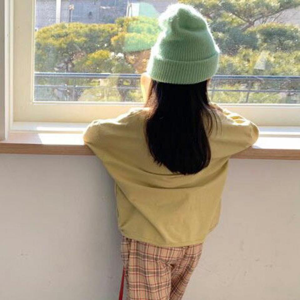 三角ミニポケットTシャツ・u10965 キッズ【3~8才】【tops】【トップス Tシャツ 長袖 ポケット 単色 無地 シンプル ベーシック カジュアル ラフ 女の子 男の子 秋 冬 韓国 韓国子供服 子供 こども 子供服 こども服】【KIDS】