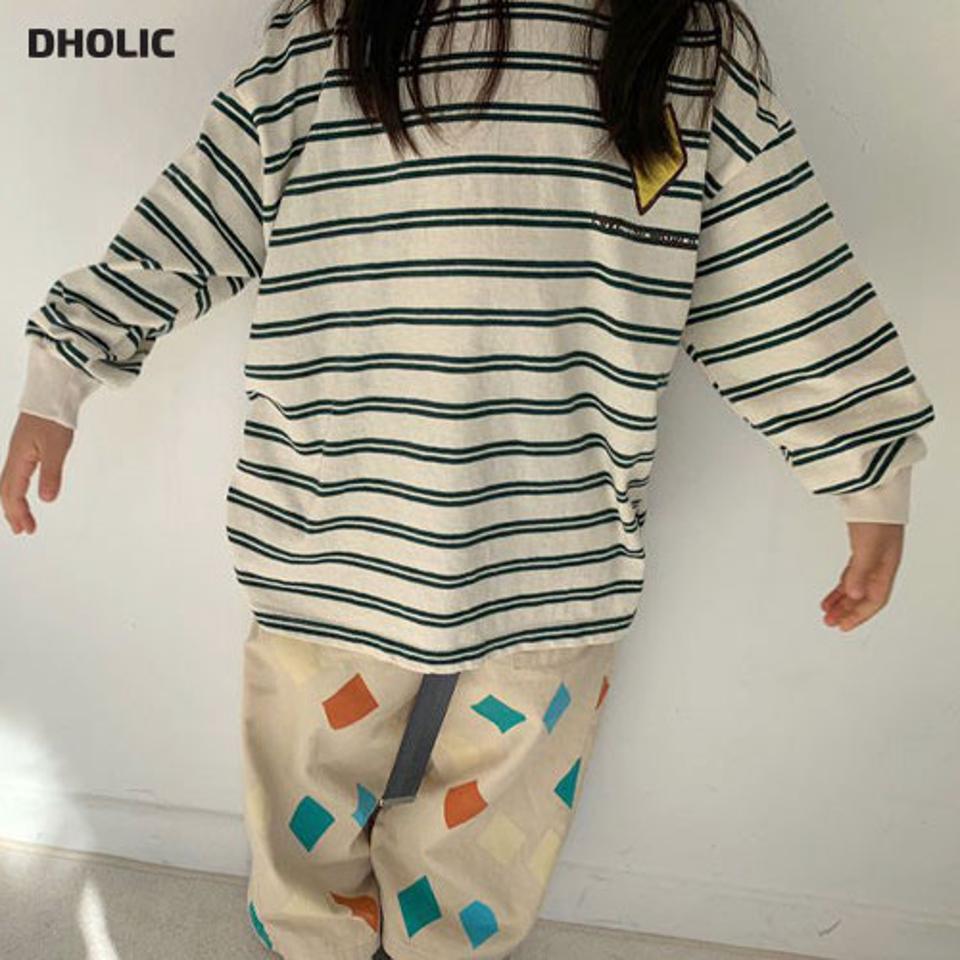 ダブルボーダーレタリングTシャツ・u10959 キッズ【3~8才】【tops】【トップス Tシャツ 長袖 ロンT ボーダー柄 ロゴ レタリング カジュアル ラフ 女の子 男の子 秋 冬 韓国 韓国子供服 子供 こども 子供服 こども服】【KIDS】