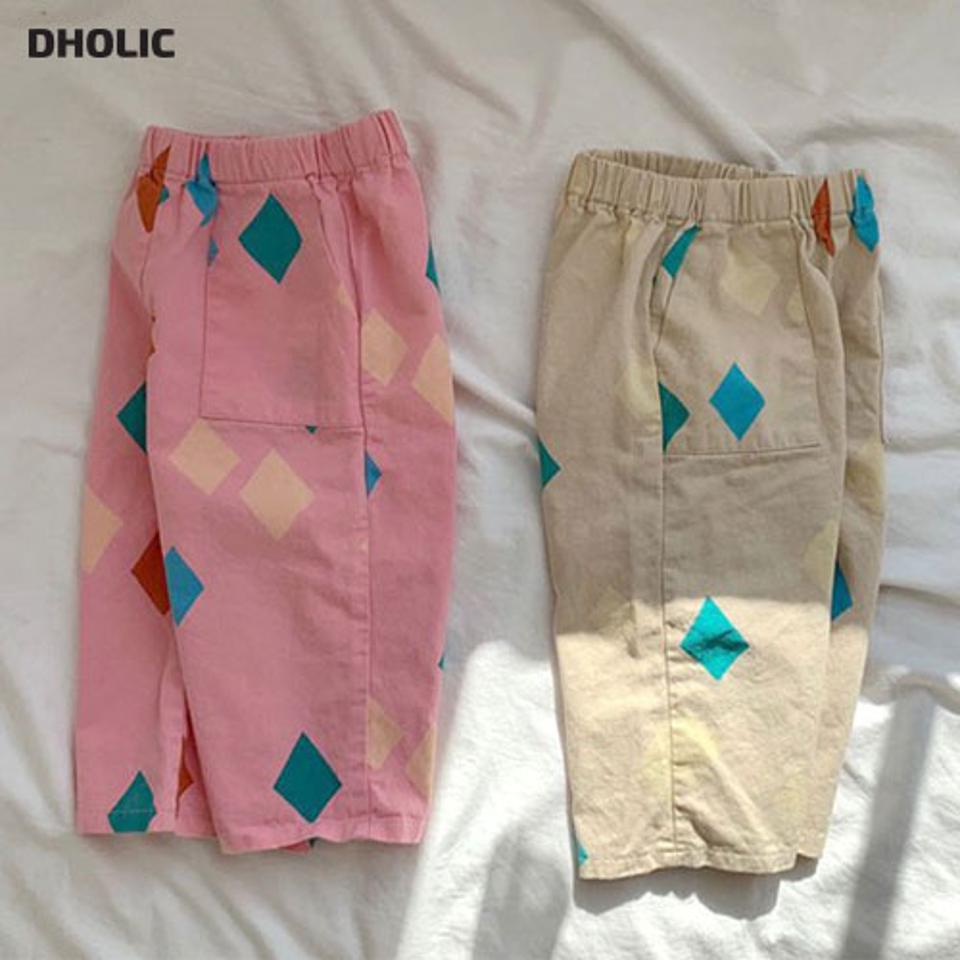 カラフルダイアパターンパンツ・u10962 キッズ【3~8才】【pt】【パンツ ズボン ロングパンツ 長ズボン 総柄 カジュアル ウエストゴム ラフ カラフル ポップ 女の子 男の子 秋 冬 韓国 韓国子供服 子供 こども 子供服 こども服】【KIDS】