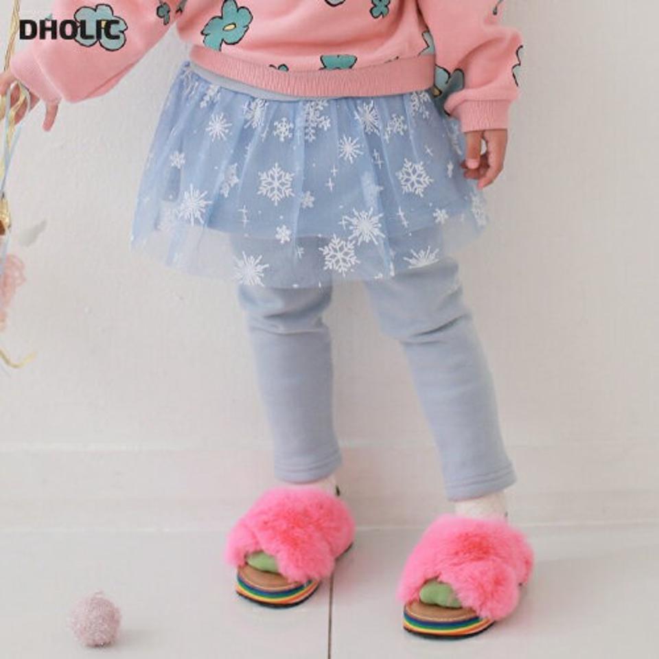 裏起毛スノーレーススカートレギンス・u09465 キッズ【3~8才】【pt】【スカートレギンス スカート レギンス レース 裏起毛 可愛い かわいい 雪 結晶 透け感 シアー シースルー 女の子 冬 韓国 韓国子供服 子供 こども 子供服 こども服】【KIDS】