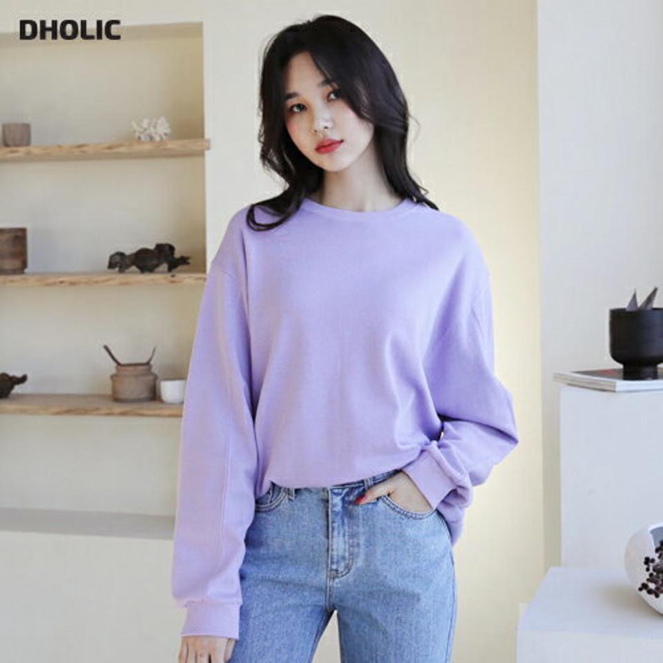 ボクシースウェット・全4色・b62738 レディース 【tops】【韓国 ファッション トップス スウェット Tシャツ カットソー 長袖 無地 ラウンドネック ルーズ ゆったり フィット シンプル デイリー ベーシック カジュアル カジュアル 秋 冬】