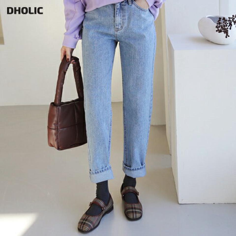 テーパードデニムパンツ・全2色・t62717 レディース 【pt】【韓国 ファッション ボトムス パンツ デニムパンツ ロング ウォッシング ファスナー ポケット ベルトループ テーパード 10分丈 十分丈 無地 カジュアル カジュアル 秋 冬】