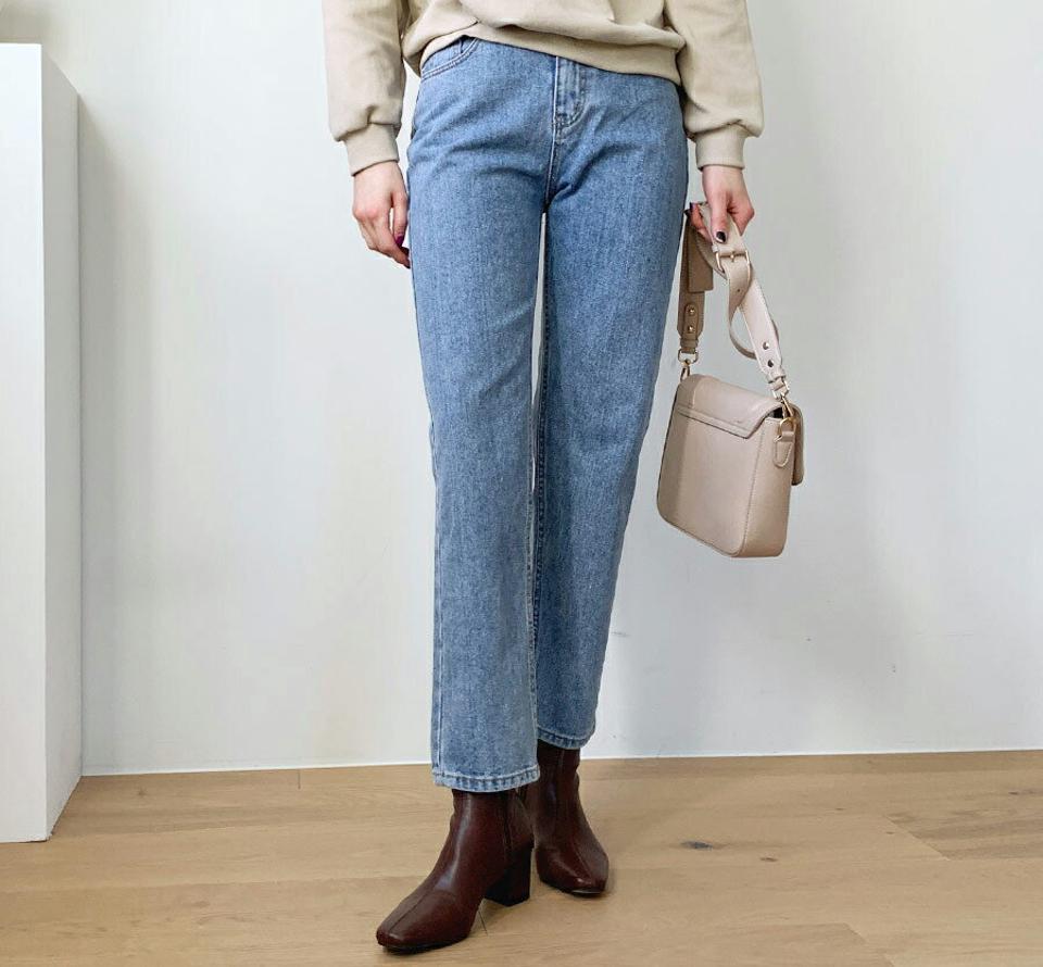 テーパードデニムパンツ・全2色・t62717 レディース 【pt】【韓国 ファッション ボトムス パンツ デニムパンツ ロング ウォッシング ファスナー ポケット ベルトループ テーパード 10分丈 十分丈 無地 カジュアル カジュアル 秋 冬】