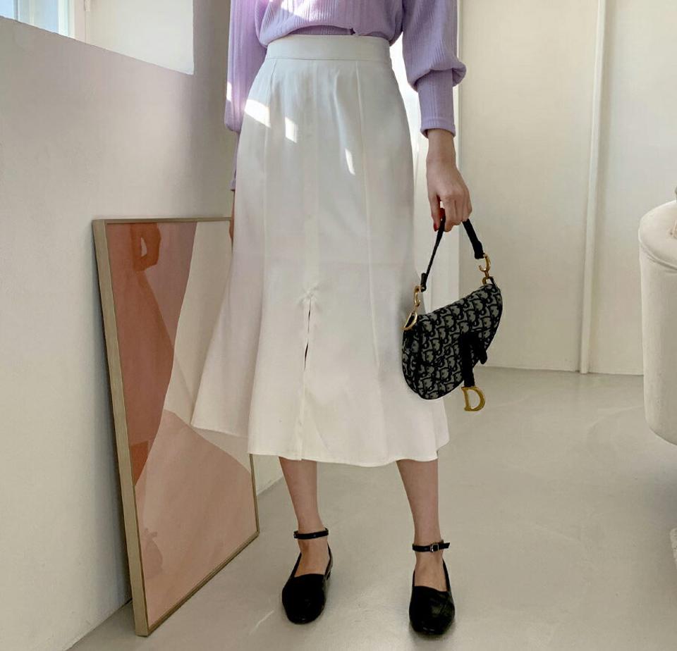 スリットマーメイドスカート・全4色・b62736 レディース 【sk】【韓国 ファッション ボトムス スカート ロング マーメイド バックゴム サイドジップ スリット 揺れ感 スリム 体型カーバー 細身 ベーシック デイリー カジュアル 秋 冬】