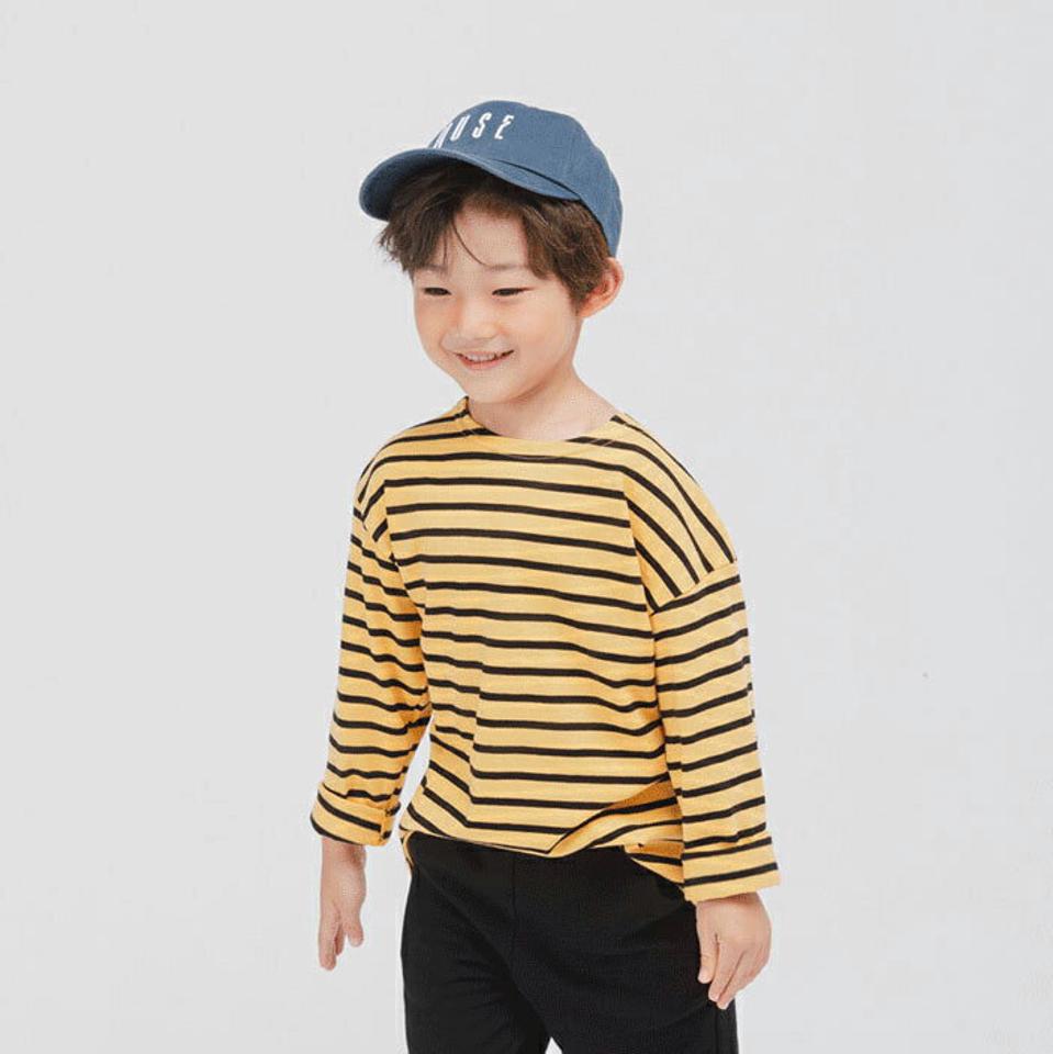 ボーダーTシャツ・u10921 キッズ【3~8才】【tops】【トップス 長袖 ボーダー柄 Tシャツ ロンT カジュアル ラフ 女の子 男の子 秋 冬 韓国 韓国子供服 子供 こども 子供服 こども服】【KIDS】