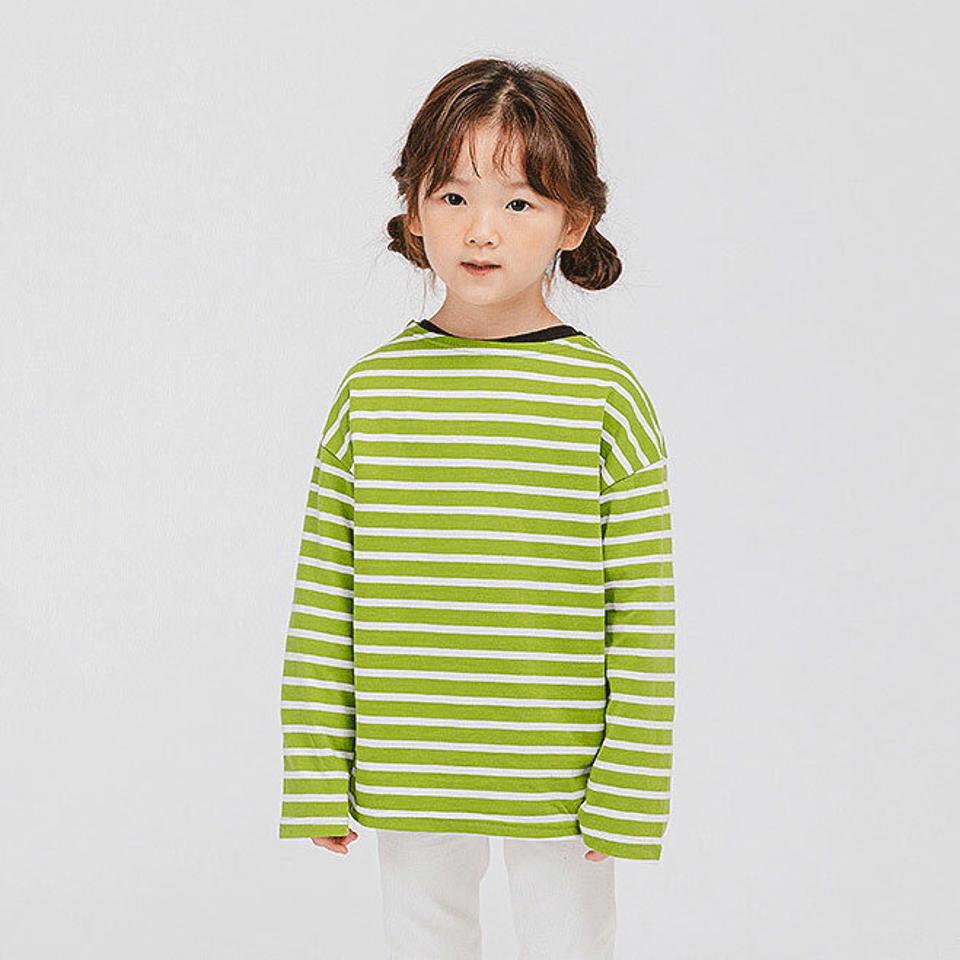 ボーダーTシャツ・u10921 キッズ【3~8才】【tops】【トップス 長袖 ボーダー柄 Tシャツ ロンT カジュアル ラフ 女の子 男の子 秋 冬 韓国 韓国子供服 子供 こども 子供服 こども服】【KIDS】