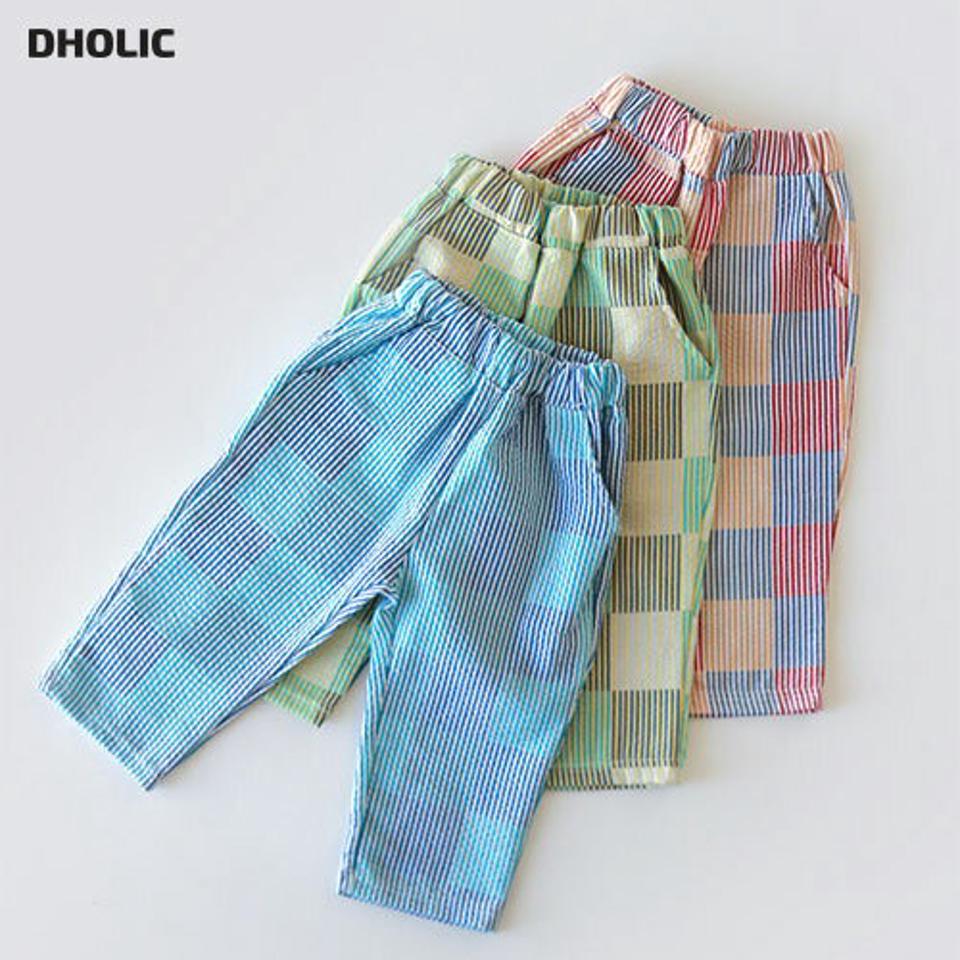 ミックスカラーボックスパンツ・u10947 キッズ【3~8才】【pt】【パンツ ズボン ロングパンツ 長ズボン チェック柄 ミックスカラー カジュアル ラフ カラフル 女の子 男の子 秋 冬 韓国 韓国子供服 子供 こども 子供服 こども服】【KIDS】