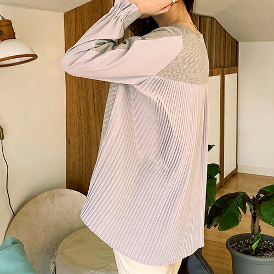 プリーツバックラインニット・全3色・b66342 レディース 【tops】【トップス ニット ニットトップス 長袖 プリーツ プリーツトップス バックシャン バックコンシャス 上品 個性的 秋 冬 韓国 ファッション】【ハイホリHIHOLLI】