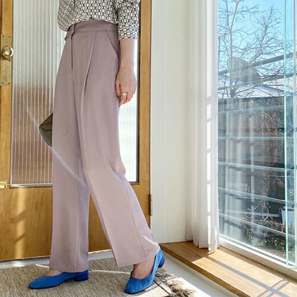 ワイドタックスラックス・全3色・t66348 レディース 【pt】【スラックス パンツ ズボン ロングパンツ ワイドスラックス ワイド 単色 無地 シンプル タック オフィスカジュアル きれいめ 秋 冬 韓国 ファッション】【ハイホリHIHOLLI】