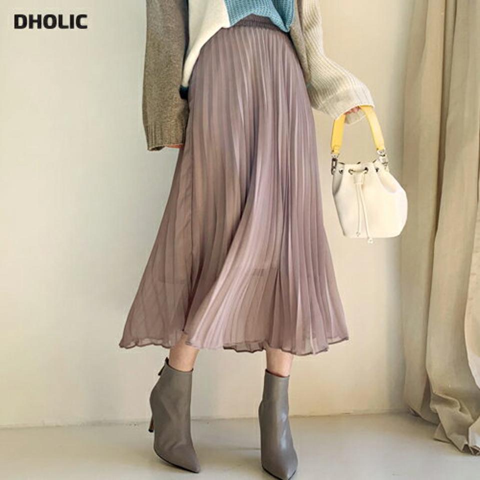 シフォンプリーツスカート・全4色・t66352 レディース 【sk】【スカート ロング ロングスカート プリーツ プリーツスカート シフォン 透け感 シアー シンプル 可愛い かわいい 秋 冬 韓国 ファッション】【ハイホリHIHOLLI】