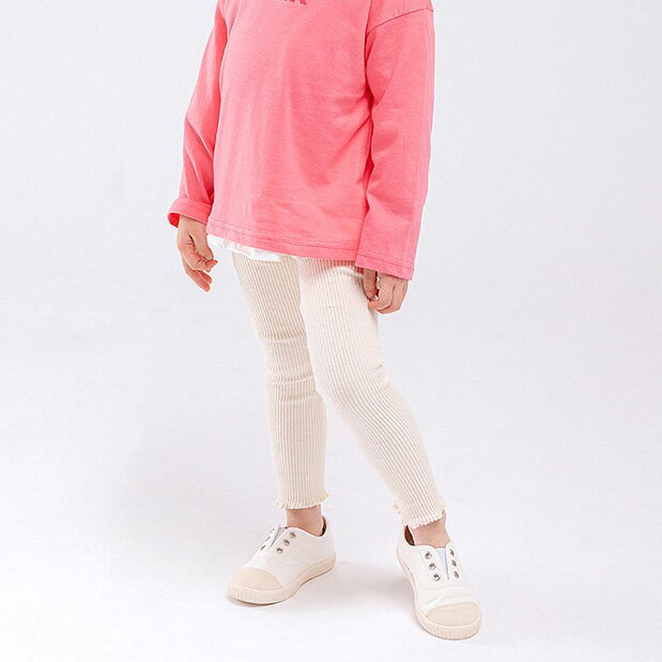 ヘムフリルリブレギンス・u10935 キッズ【3~8才】【pt】【レギンス パンツ ズボン コットン 綿 リブ リブパンツ 単色 無地 シンプル カジュアル フリル 女の子 男の子 秋 冬 韓国 韓国子供服 子供 こども 子供服 こども服】【KIDS】