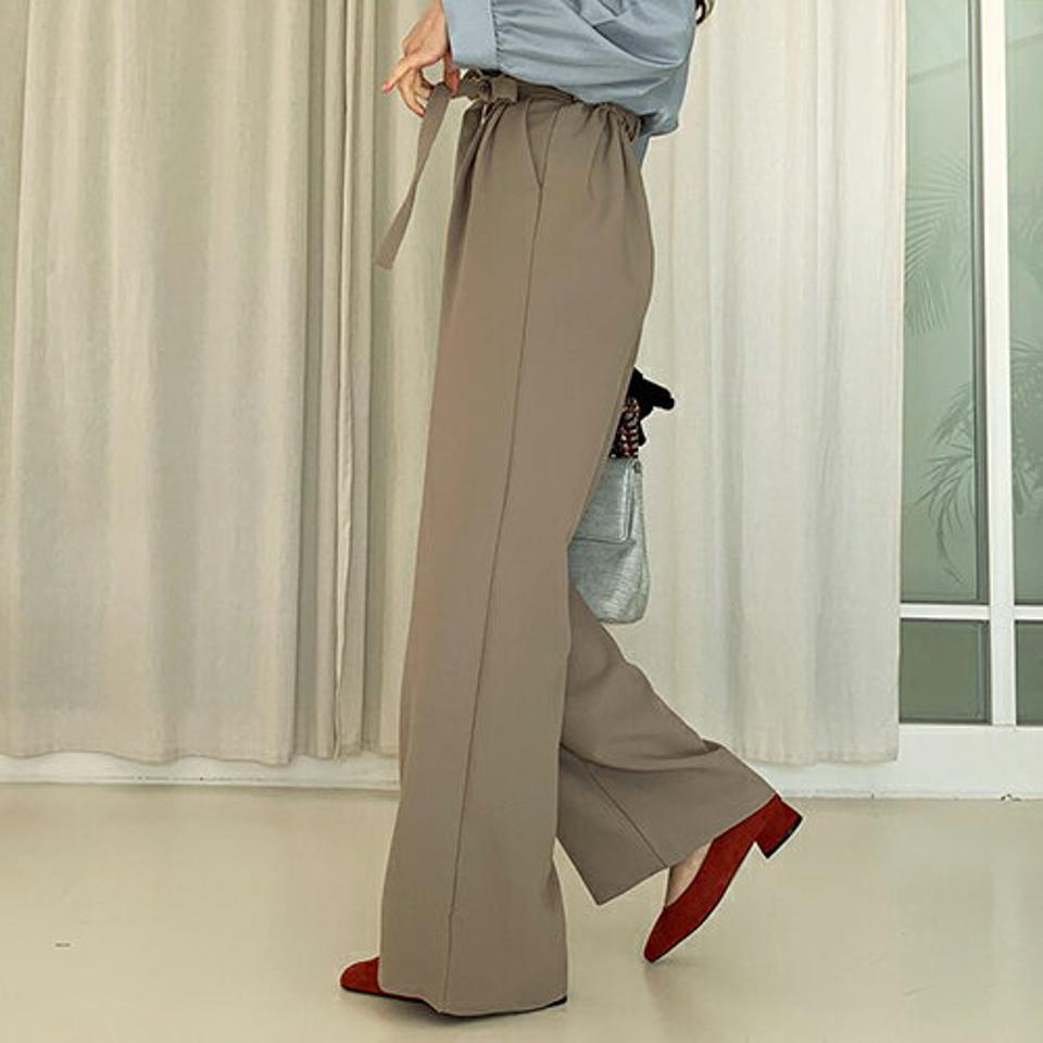 サイドリボンパンツ・全3色・t66353 レディース 【pt】【パンツ ズボン ロングパンツ リボン りぼん 単色 無地 シンプル 大人 オフィスカジュアル 秋 冬 韓国 ファッション】【ハイホリHIHOLLI】