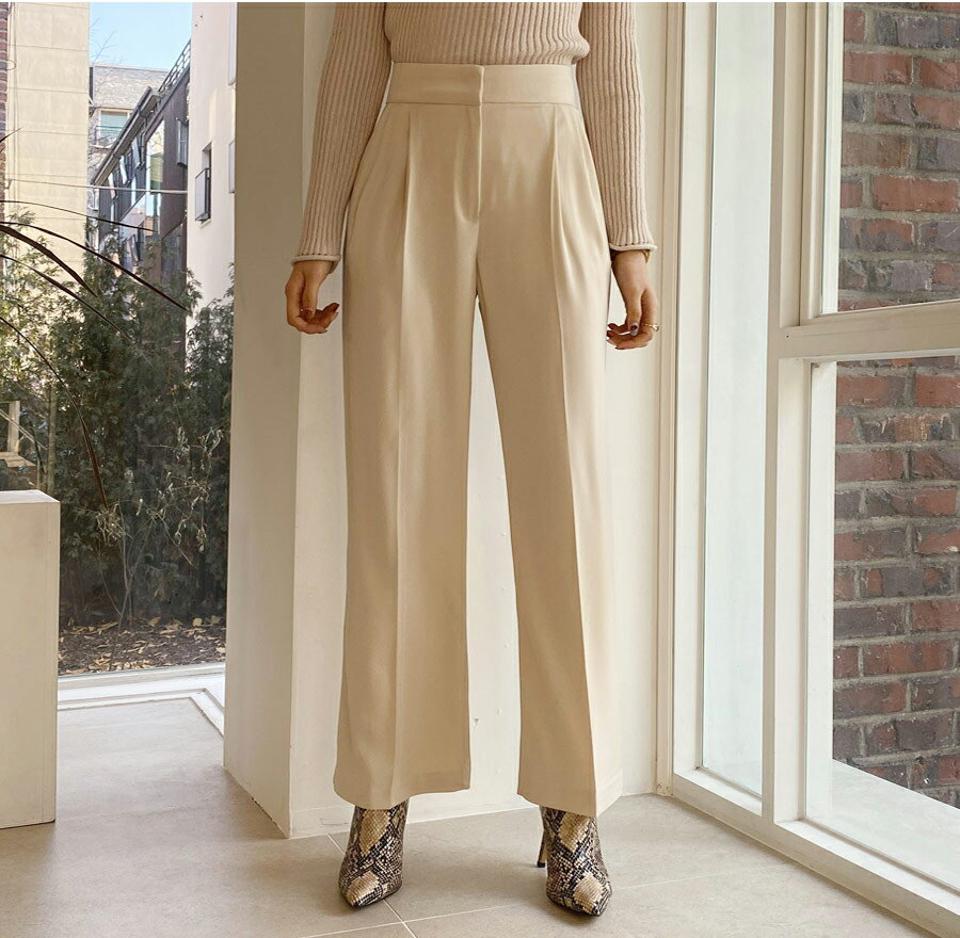 ポケットワイドスラックス・全3色・t61452 レディース 【pt】【韓国 ファッション ボトムス パンツ ロング タックワイド ワイド スラックス 10分丈 十分丈 ストレート ハイウエスト 無地 オフィス ルーズ カジュアル 秋 冬】