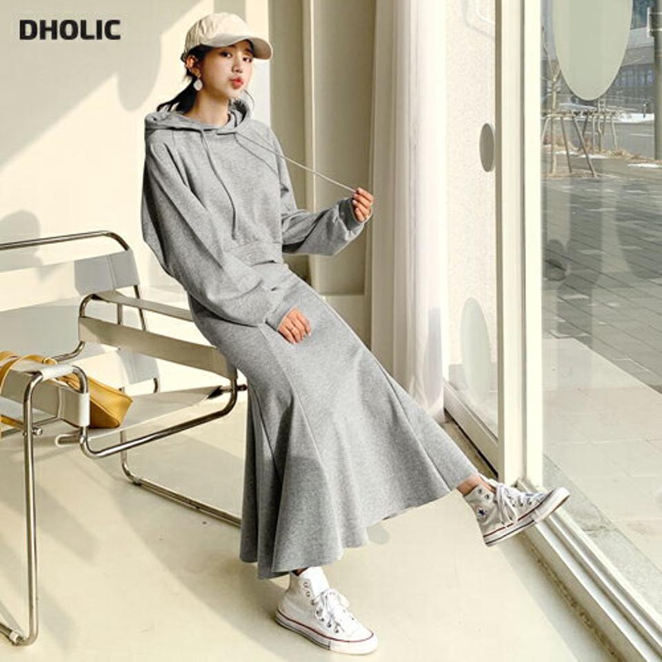 フーディ&マーメイドスカートSET・全3色・b62552 レディース 【ops】【韓国 ファッション ワンピース セットアップ 長袖 フーディ マーメイド SET カジュアル ストリング ラグランスリーブ スカート ウエストゴム ベーシック シンプル カジュアル 秋 冬】