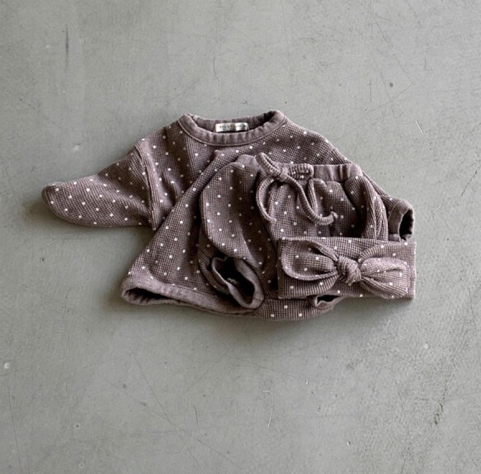 ドットTシャツ上下SET・u11036 キッズ【0~2才】【set】【セットアップ setup トップス 長袖 ブルマ パンツ ドット柄 カジュアル 女の子 男の子 秋 冬 韓国 韓国子供服 子供 こども 子供服 こども服】【KIDS】【KK】