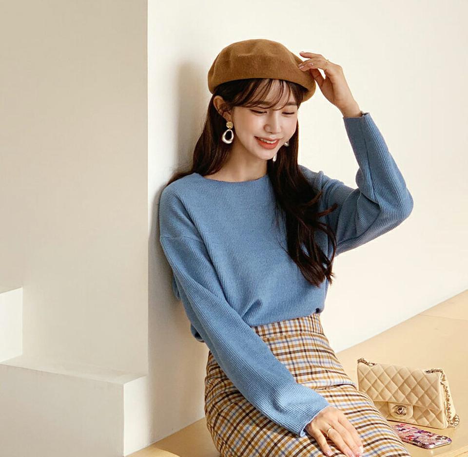 ラウンドネックTシャツ・全4色・t62538 レディース 【tops】【韓国 ファッション トップス スウェット Tシャツ カットソー 長袖 無地 ラウンドネック ルーズ ゆったり ゆとり シンプル デイリー ベーシック カジュアル カジュアル 秋 冬】