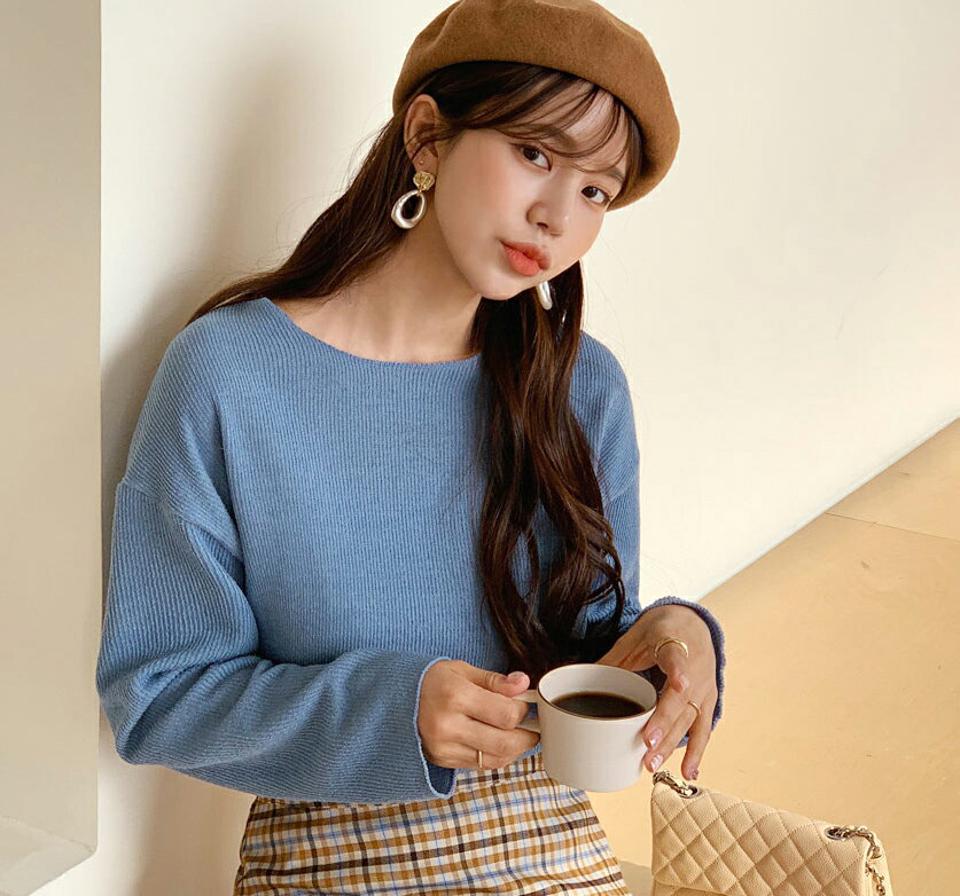 ラウンドネックTシャツ・全4色・t62538 レディース 【tops】【韓国 ファッション トップス スウェット Tシャツ カットソー 長袖 無地 ラウンドネック ルーズ ゆったり ゆとり シンプル デイリー ベーシック カジュアル カジュアル 秋 冬】