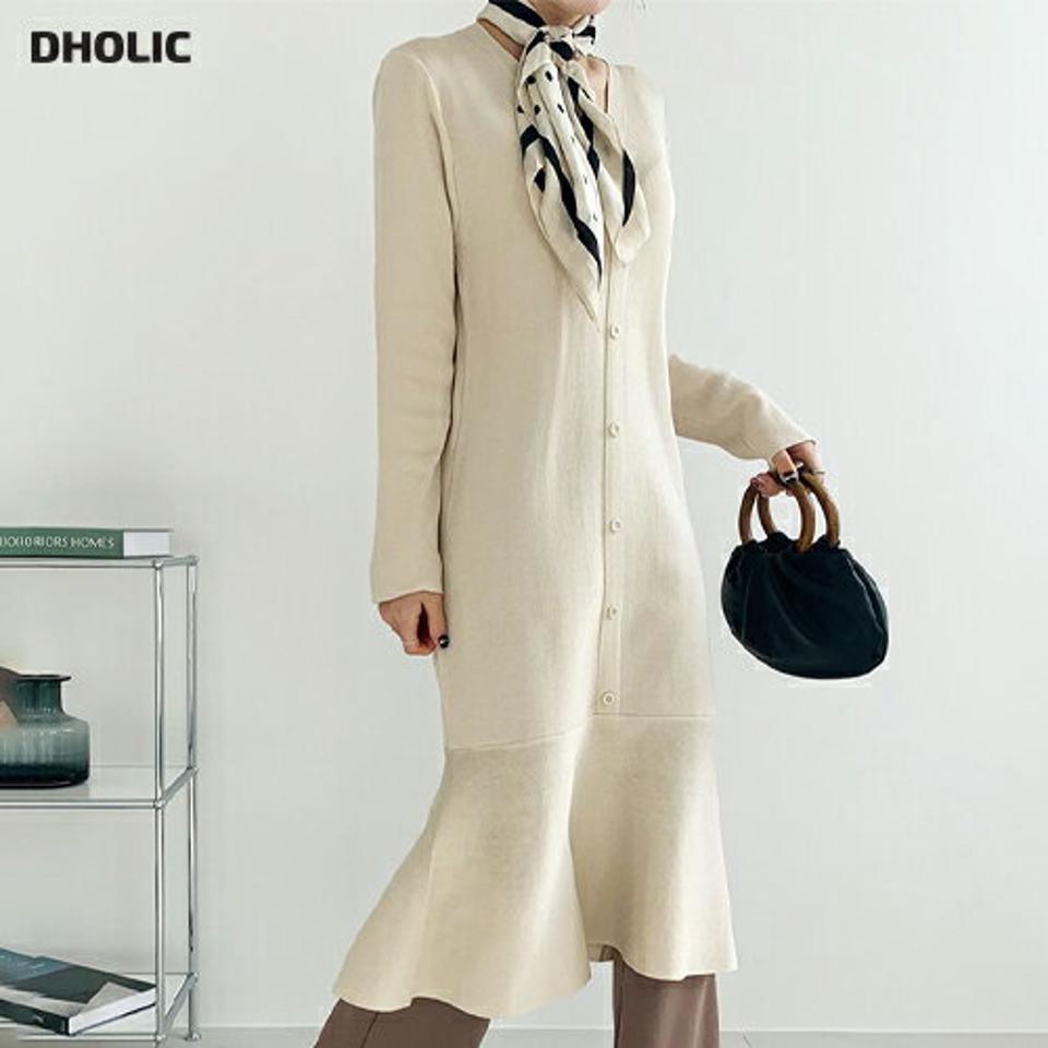 Vネックフレアニットワンピース・全3色・b66503 レディース 【ops】【ワンピース ロング ロングワンピース フレア フレアワンピース ニット ニットワンピース 長袖 Vネック 単色 無地 シンプル カジュアル 秋 冬 韓国 ファッション】【ハイホリHIHOLLI】