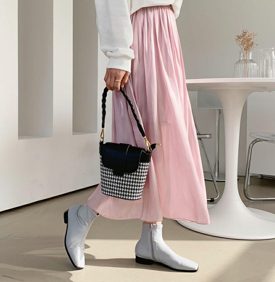 ギャザーサテンスカート・全3色・t64847 レディース 【sk】【韓国 ファッション ボトムス スカート ロング Aライン ギャザー ウエストゴム 上品 フェミニン シンプル スリム 体型カーバー 細身 ベーシック デイリー カジュアル 秋 冬】