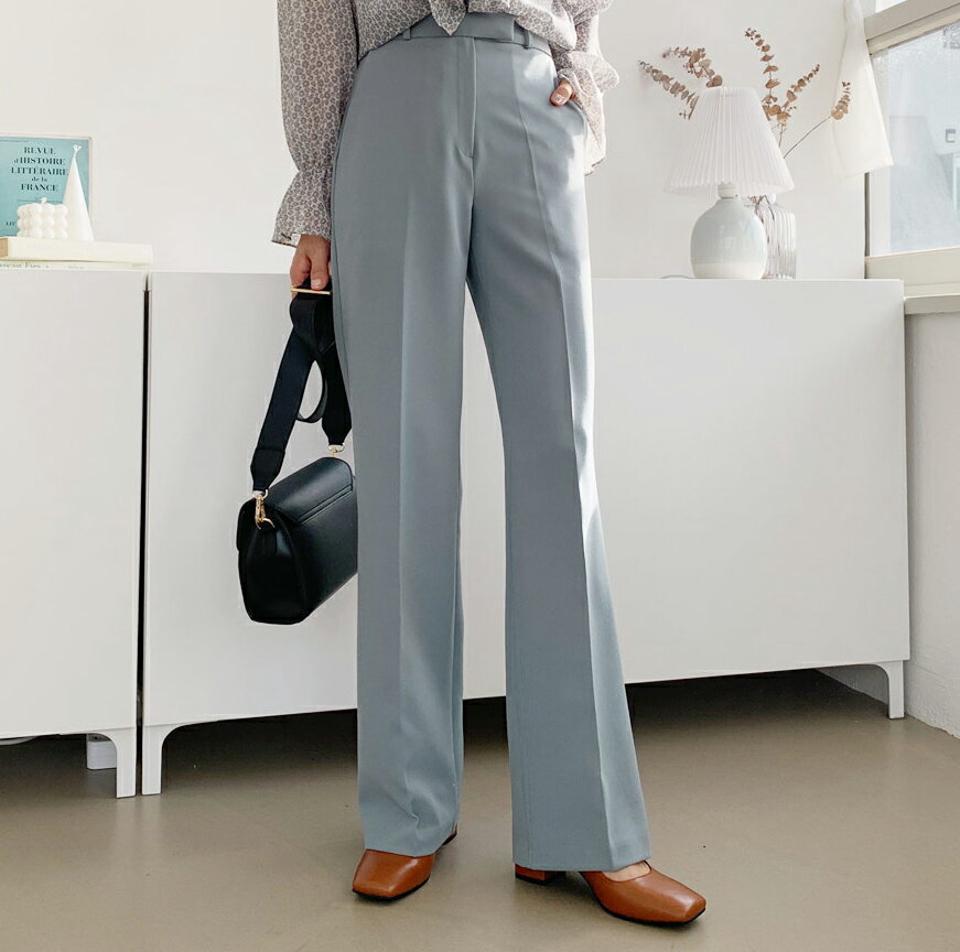 スリムストレートスラックス・全3色・t64851 レディース 【pt】【韓国 ファッション ボトムス パンツ ロング スラックス シンプル スリム ハイウエスト 美脚 10分丈 十分丈 ストレート 無地 カジュアル 秋 冬】