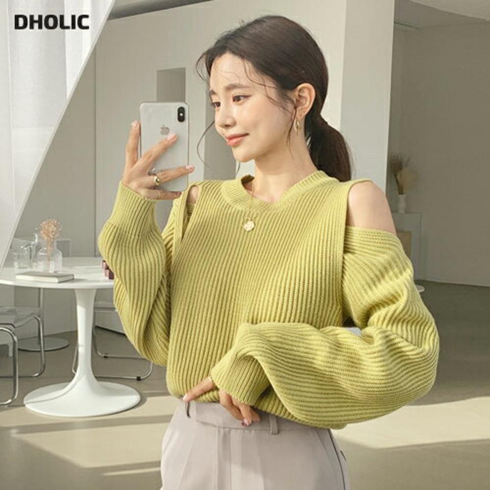 ラウンドユニークニット・全4色・t64836 レディース 【tops】【韓国 ファッション トップス ニット 長袖 ぼわん袖 ラウンドネック アンバランス やわらかい ユニーク 細身 体型カーバー デイリー ベーシック カジュアル シンプル カジュアル 秋 冬】
