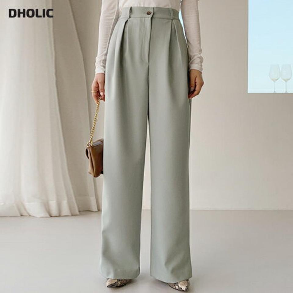 タックワイドスラックス・全2色・t64846 レディース 【pt】【韓国 ファッション ボトムス パンツ ロング スラックス ワイド ワイドスラックス ウエストゴム ファスナー 10分丈 十分丈 ストレート 無地 カジュアル 秋 冬】