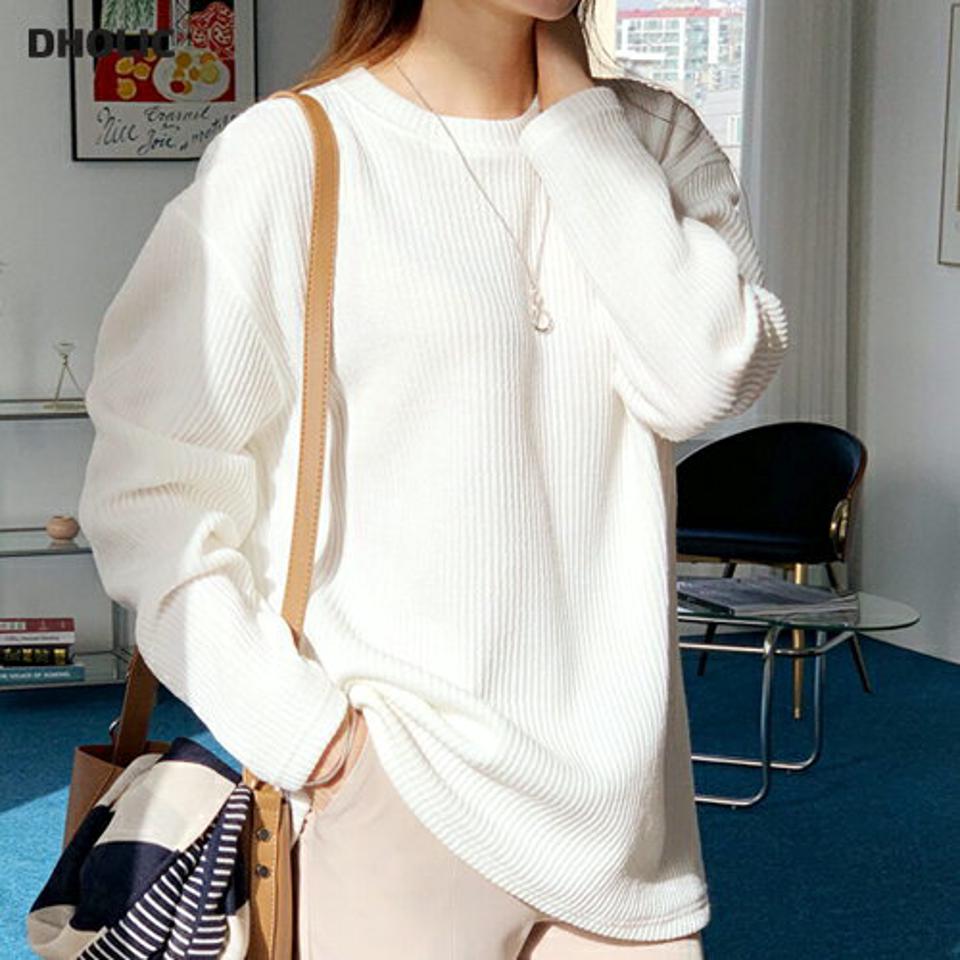 ルーズリブTシャツ ・全5色・n66497 レディース 【tops】【トップス Tシャツ 長袖 ゆったり ラフ ルーズ 単色 シンプル カジュアル ラフ 秋 冬 韓国 ファッション】【ハイホリHIHOLLI】