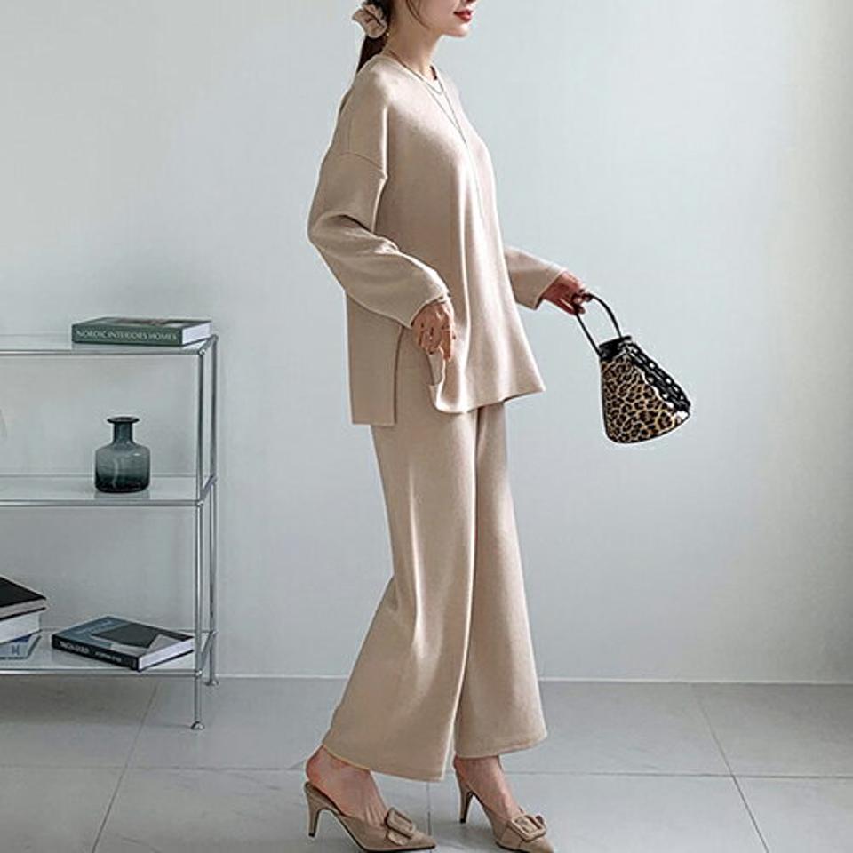 【只今10%OFF】シュシュ付Tシャツ&パンツSET・antu全3色・t66507 レディース 【pt】【セットアップ setup トップス Tシャツ 長袖 パンツ ズボン ロングパンツ 単色 無地 シンプル カジュアル シュシュ 秋 冬 韓国 ファッション】【ハイホリHIHOLLI】