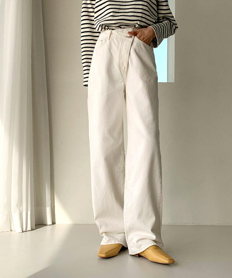 アンバランスボタンパンツ・全2色・t64852 レディース 【pt】【韓国 ファッション ボトムス パンツ ロング アンバランス ハウウエスト ファスナー スリム 10分丈 十分丈 無地 ベーシック カジュアル 秋 冬】