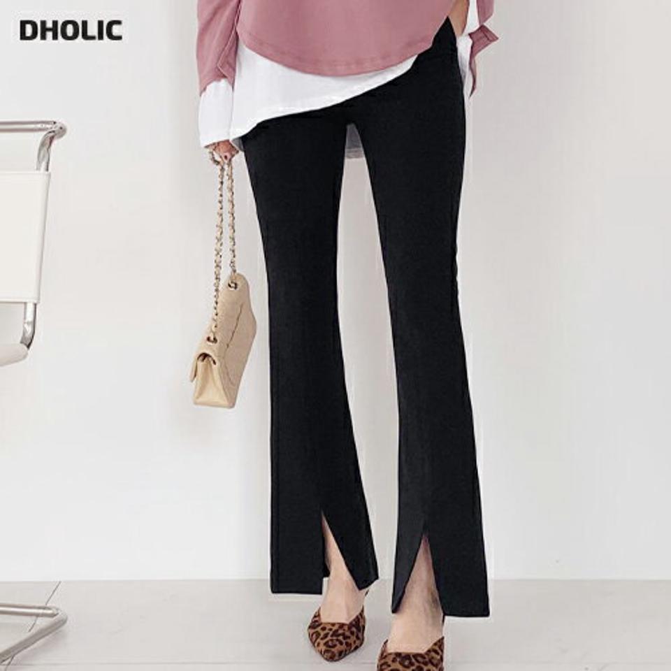 スリットブーツカットスラックス・全3色・t66510 レディース 【pt】【スラックス パンツ ズボン ロングパンツ ブーツカット スリット 単色 無地 シンプル 大人 きれいめ 秋 冬 韓国 ファッション】【ハイホリHIHOLLI】