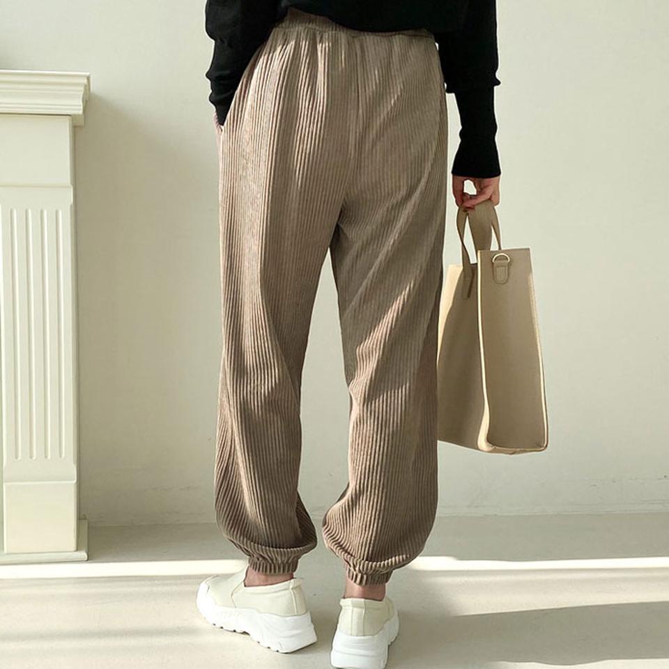 コーデュロイジョガーパンツ・全3色・t66437 レディース 【pt】【パンツ ズボン ロングパンツ コーデュロイ ジョガーパンツ シンプル カジュアル ラフ 秋 冬 韓国 ファッション】【ハイホリHIHOLLI】