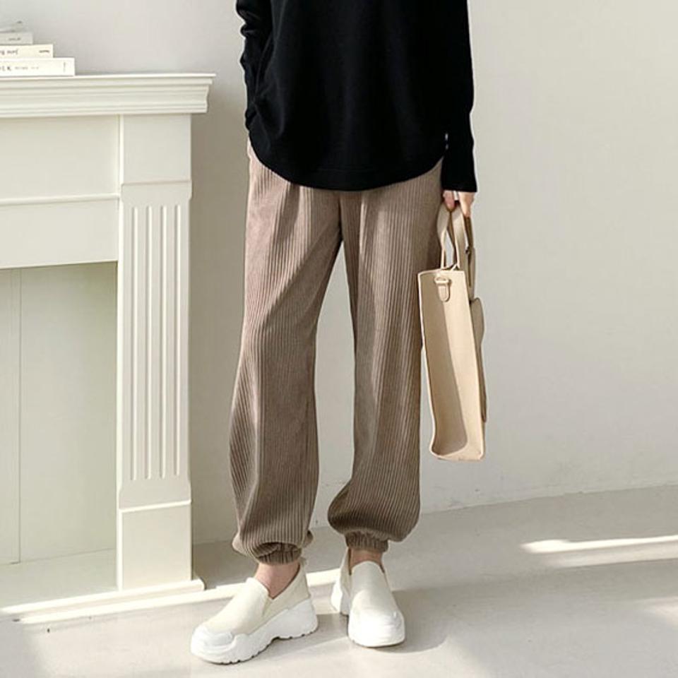 コーデュロイジョガーパンツ・全3色・t66437 レディース 【pt】【パンツ ズボン ロングパンツ コーデュロイ ジョガーパンツ シンプル カジュアル ラフ 秋 冬 韓国 ファッション】【ハイホリHIHOLLI】