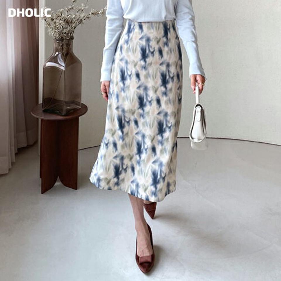 タイダイパターンスカート・全2色・t61498 レディース 【sk】【韓国 ファッション ボトムス スカート ロング Hライン タイダイ パターン ユニーク バックファスナー 上品 フェミニン シンプル スリム 体型カーバー 細身 ベーシック デイリー 秋 冬】