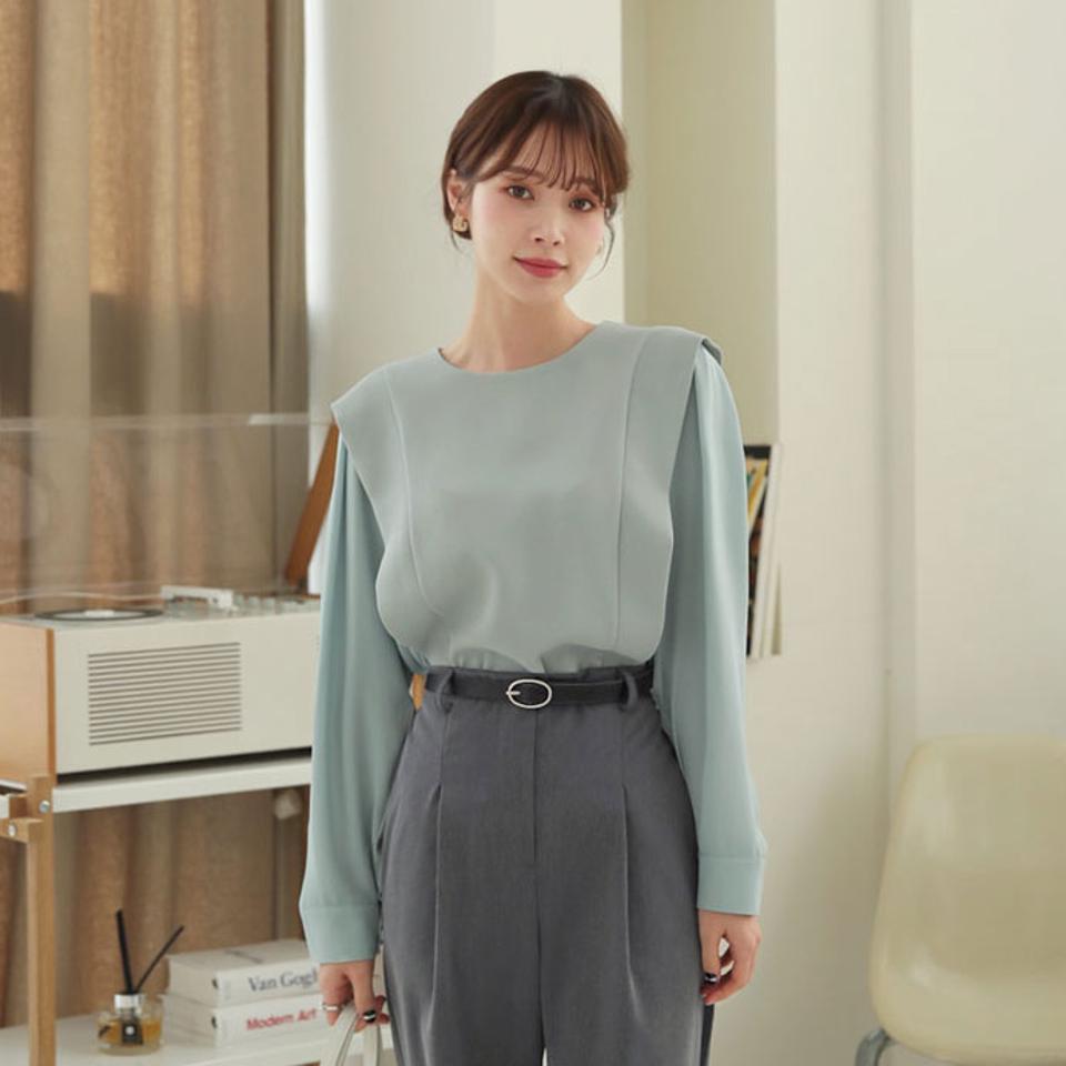 シフォン配色ブラウス・全2色・t66408 レディース 【bl】【トップス ブラウス 長袖 シフォン 配色 異素材 かわいい 可愛い フェミニン 秋 冬 韓国 ファッション】【ハイホリHIHOLLI】